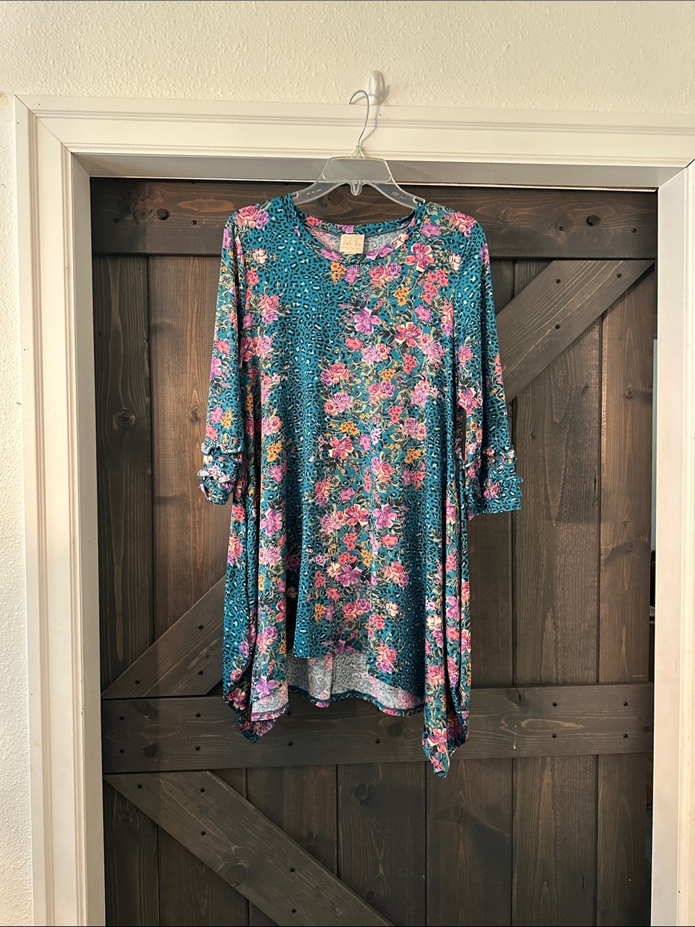 Teal Floral Swing Tunic Top - Women